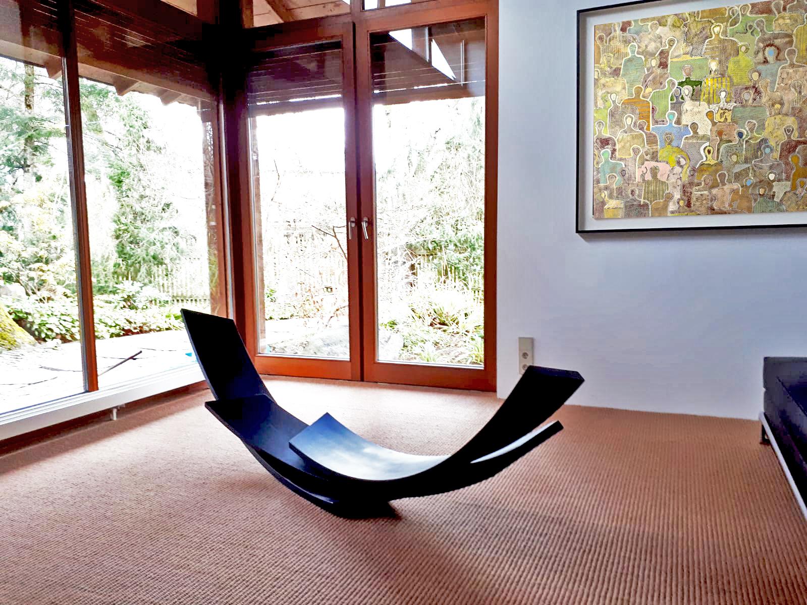 Balance di Kuno Vollet - Grande scultura contemporanea in acciaio nero in vendita 3