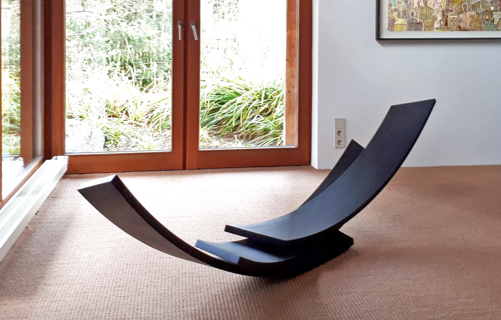 Balance di Kuno Vollet - Grande scultura contemporanea in acciaio nero in vendita 4