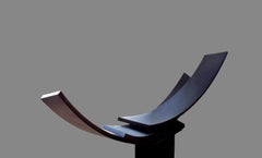 Equilibrio de Kuno Vollet - Escultura contemporánea grande de acero negro