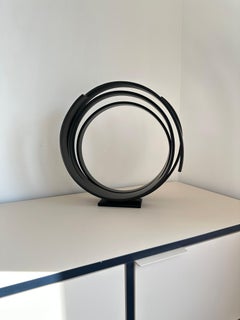 Black Orbit by Kuno Vollet - Large Contemporary Round Orbit sculpture