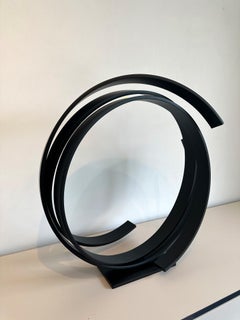 Black Orbit by Kuno Vollet - Large Contemporary Round Orbit sculpture