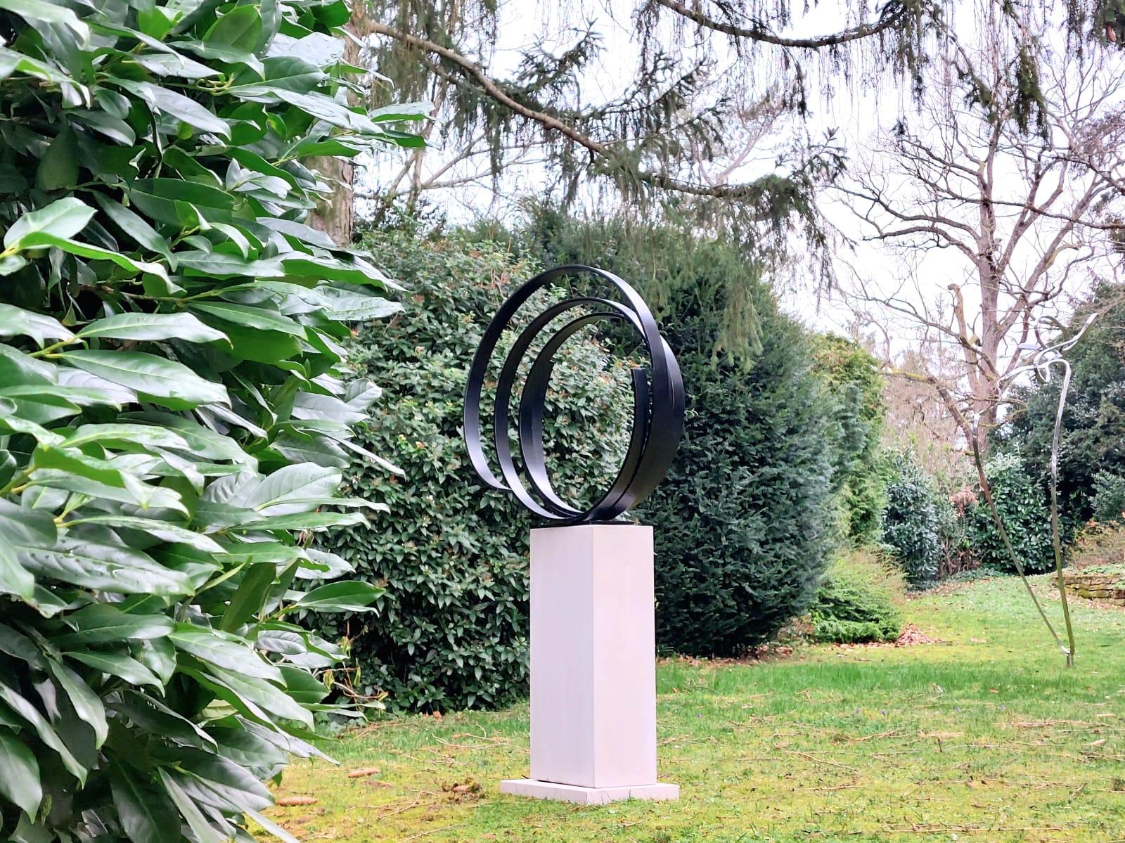 Black Orbit by Kuno Vollet - Large Contemporary Round Orbit sculpture For Sale 2