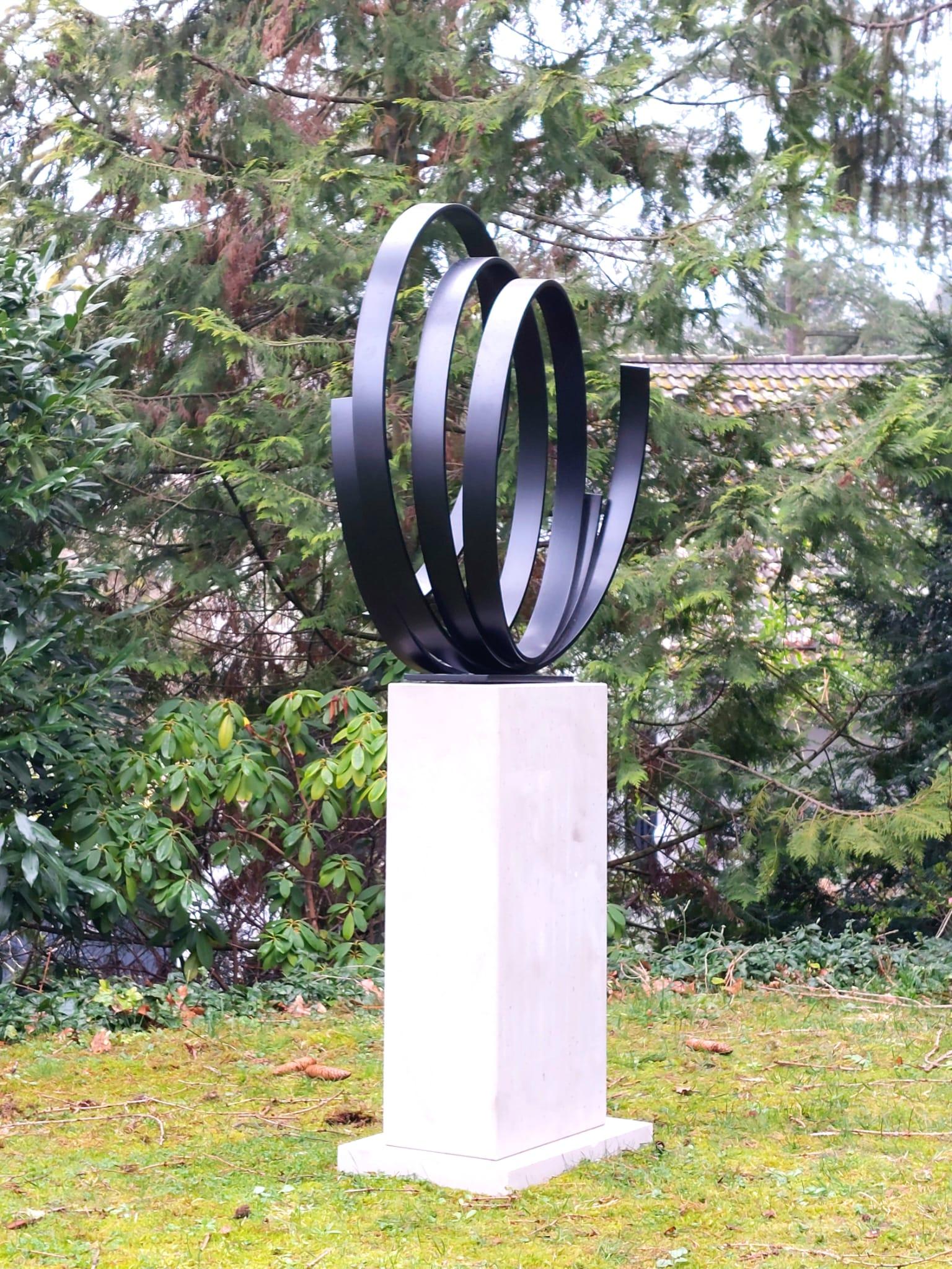 Black Orbit by Kuno Vollet - Large Contemporary Round Orbit sculpture For Sale 4