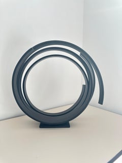 Black Orbit by Kuno Vollet - Large Contemporary Round Orbit sculpture 