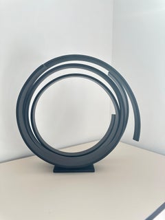 Black Orbit by Kuno Vollet - Large Contemporary Round Orbit sculpture