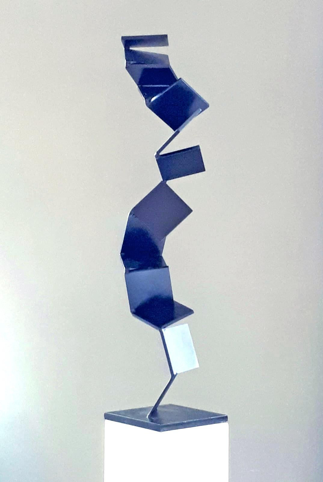 Blue Ascend by Kuno Vollet - Contemporary Blue Steel sculpture for Outdoors 1