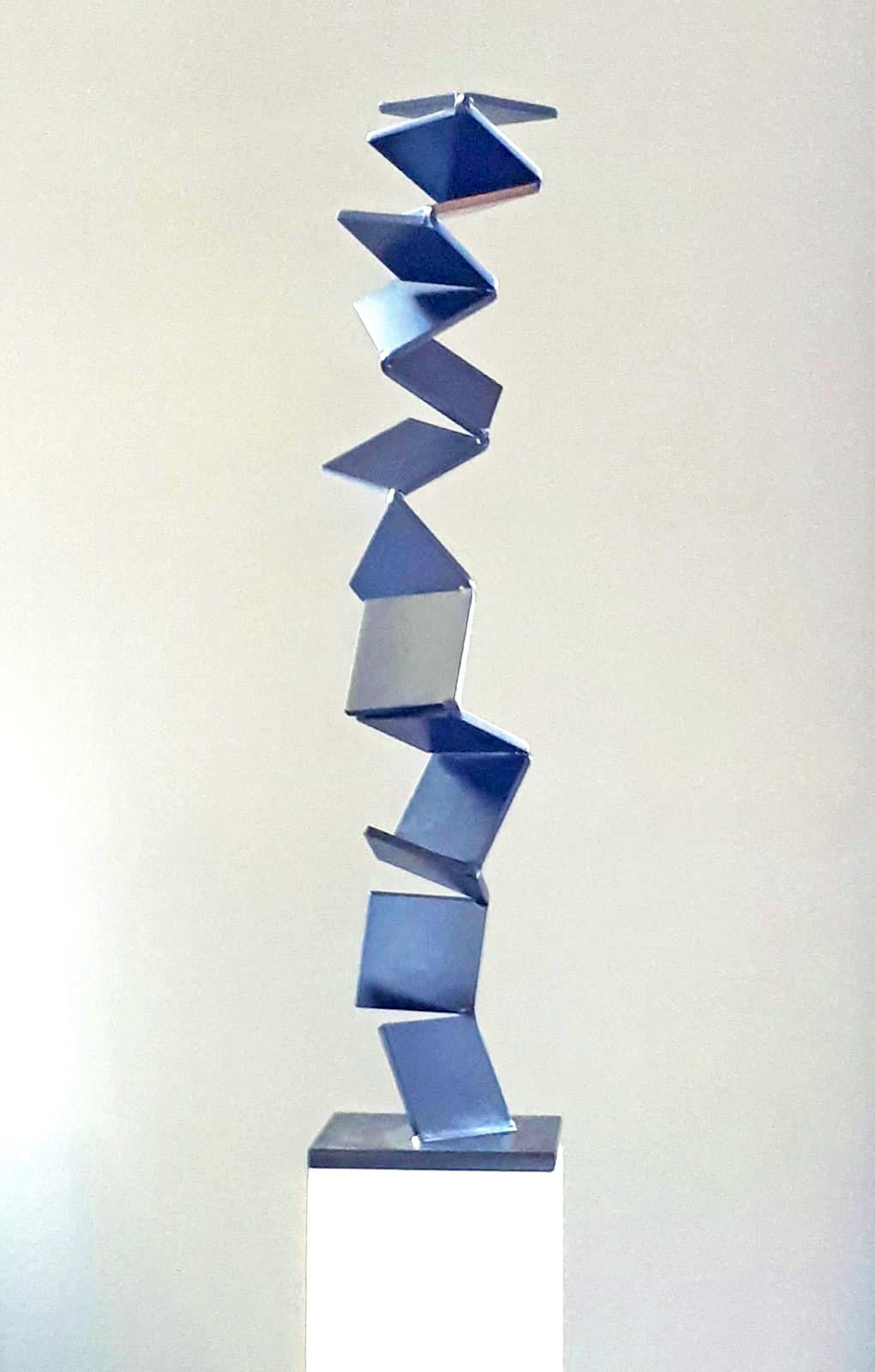 Blue Ascend by Kuno Vollet - Contemporary Blue Steel sculpture for Outdoors 2