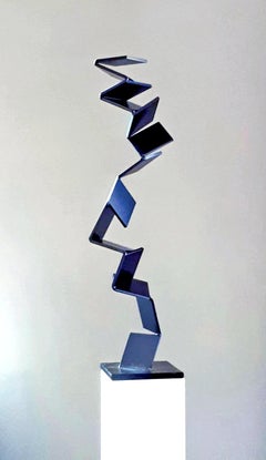 Blue Ascend by Kuno Vollet - Contemporary Blue Steel sculpture for Outdoors