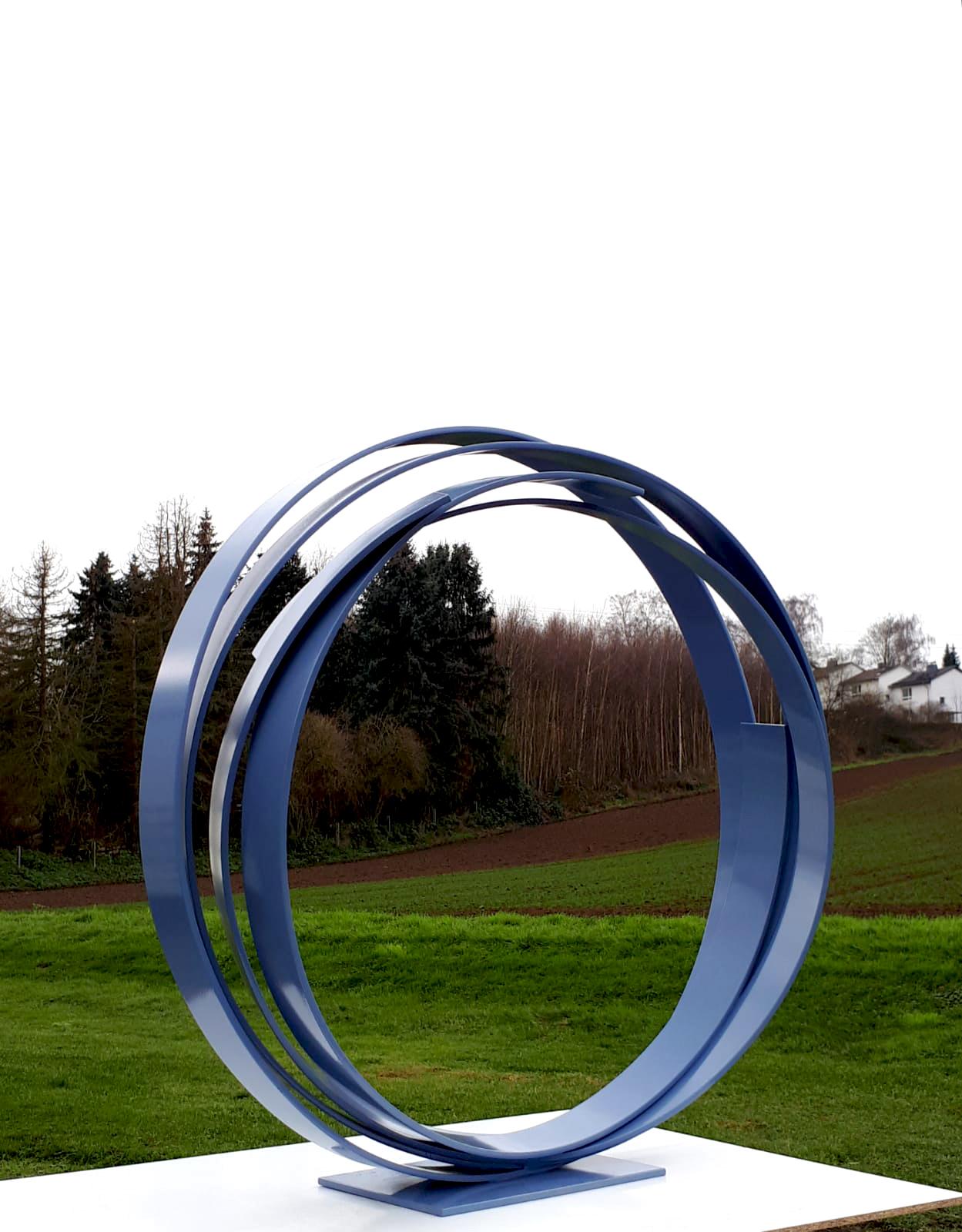 Blue Orbit by Kuno Vollet - Large Contemporary Round Orbit sculpture For Sale 9