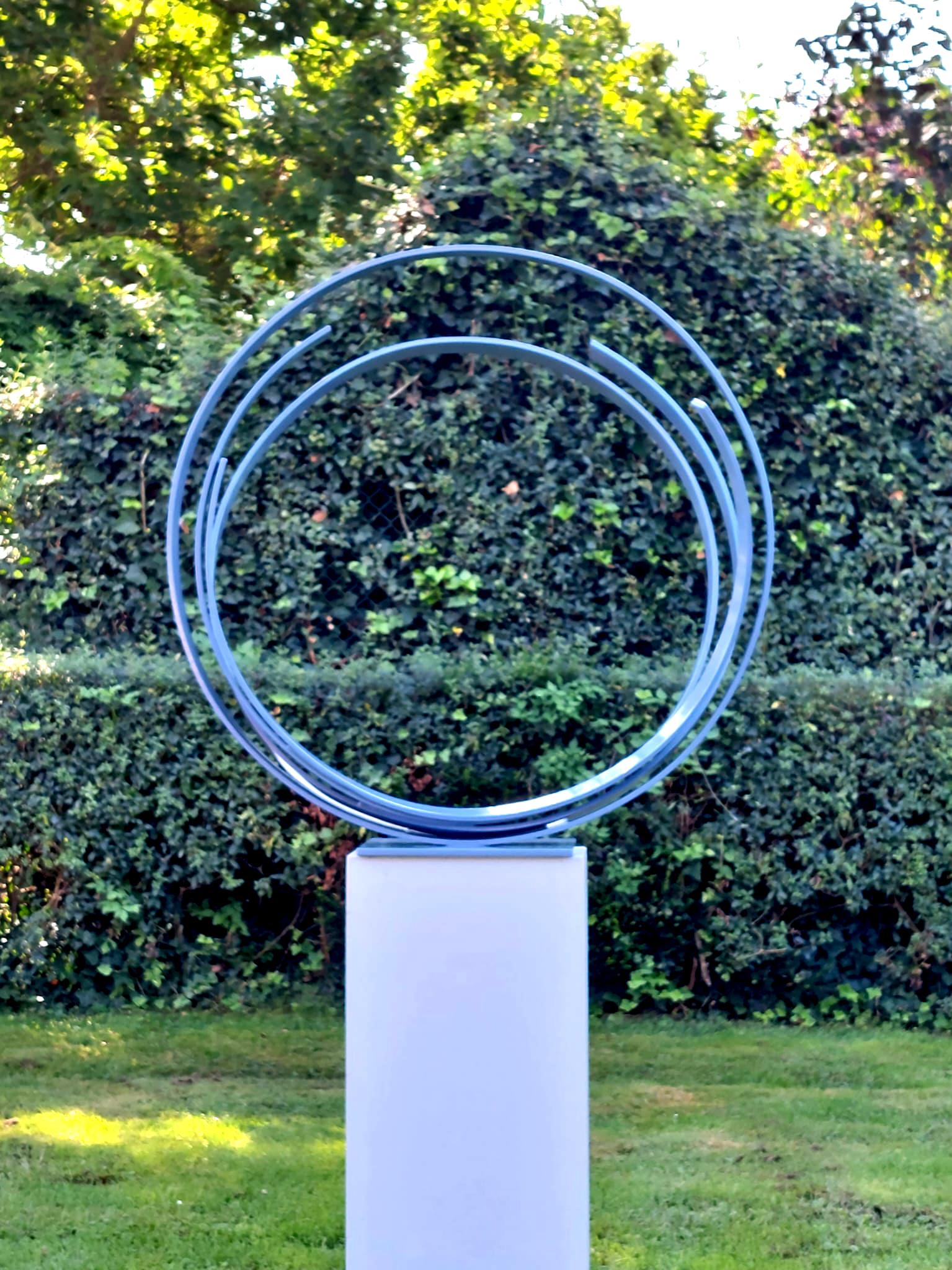 Blue Orbit by Kuno Vollet - Large Contemporary Round Orbit sculpture For Sale 12