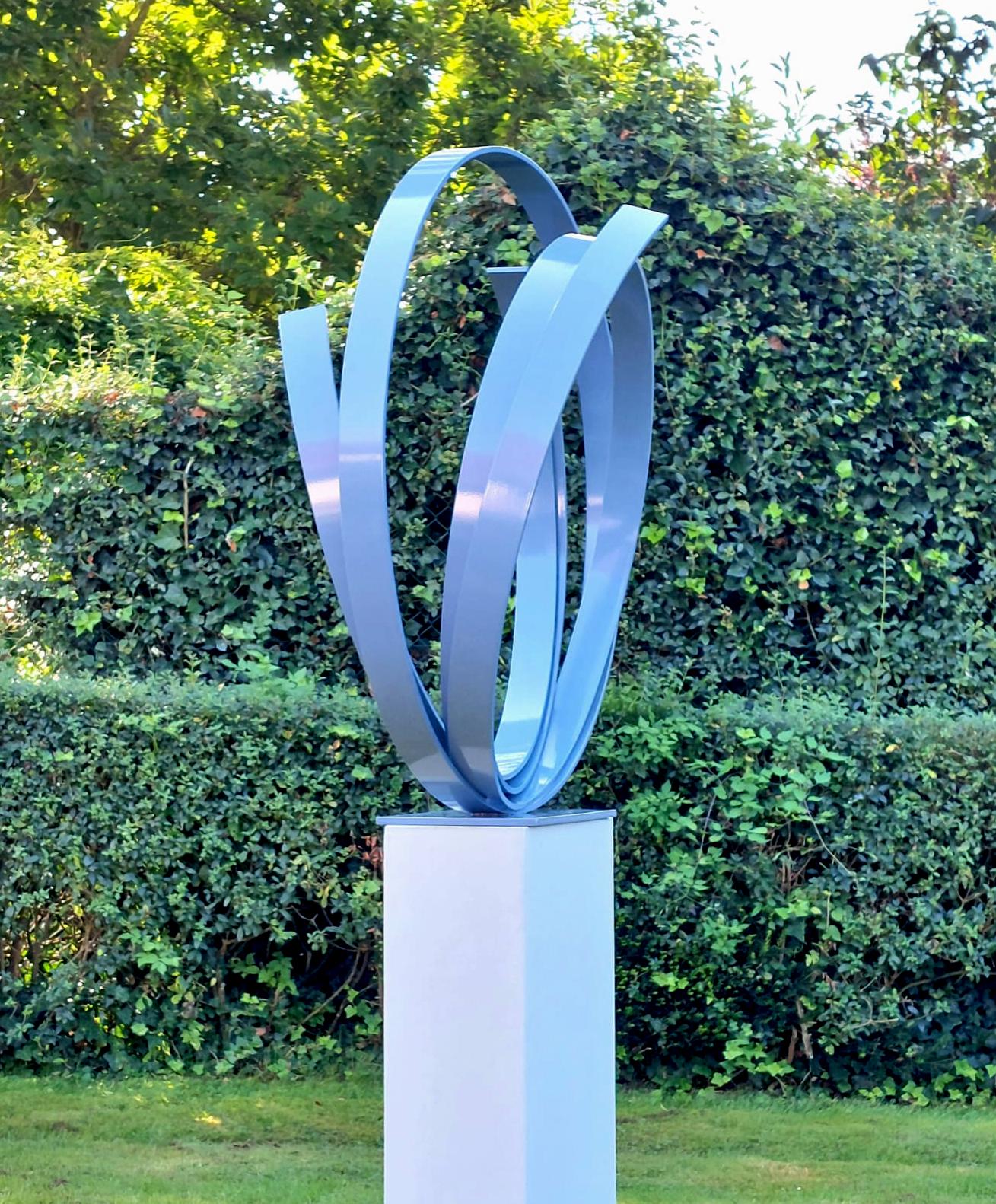 Blue Orbit by Kuno Vollet - Large Contemporary Round Orbit sculpture For Sale 13