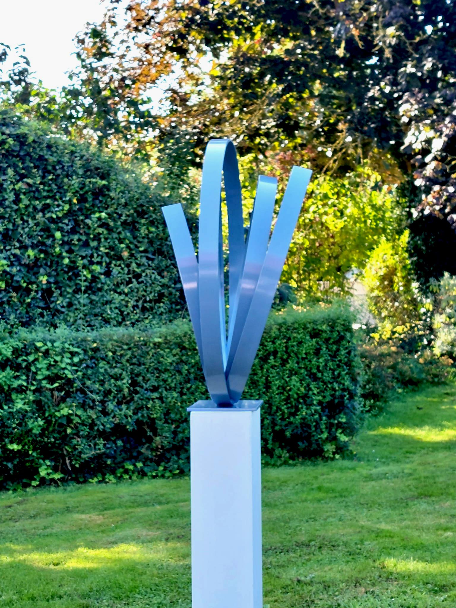 Blue Orbit by Kuno Vollet - Large Contemporary Round Orbit sculpture For Sale 1