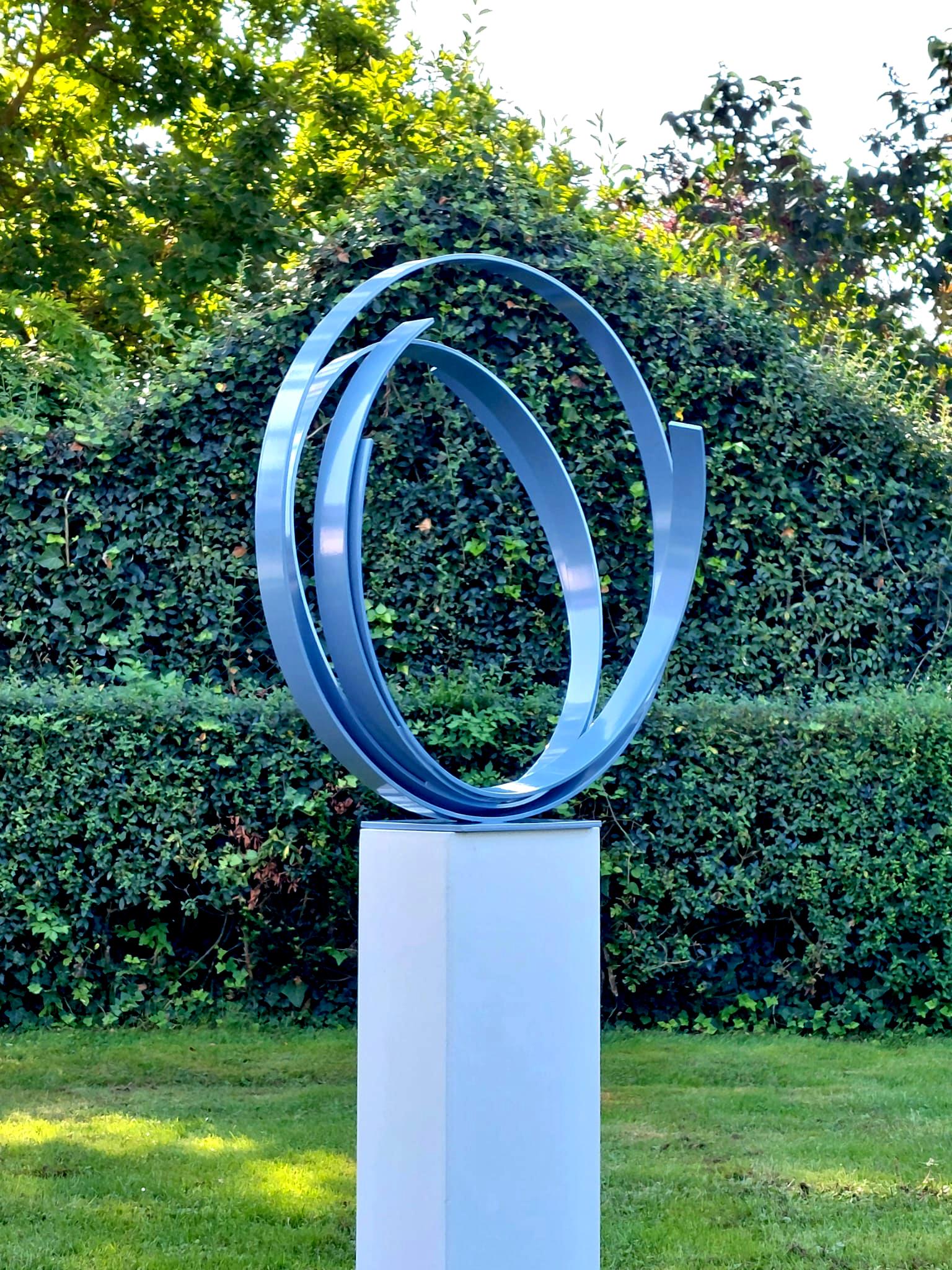 Blue Orbit by Kuno Vollet - Large Contemporary Round Orbit sculpture For Sale 6