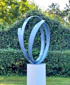 Blue Orbit by Kuno Vollet - Large Contemporary Round Orbit sculpture