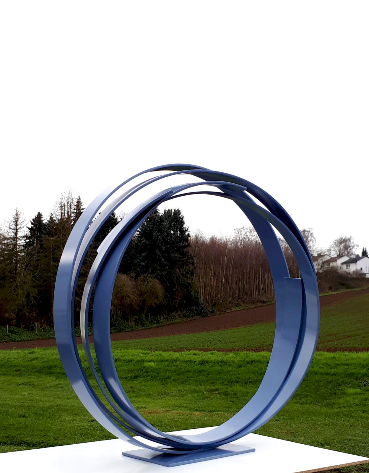 Sphère bleue de Kuno Vollet - Grande sculpture contemporaine en orbite ronde  en vente 5