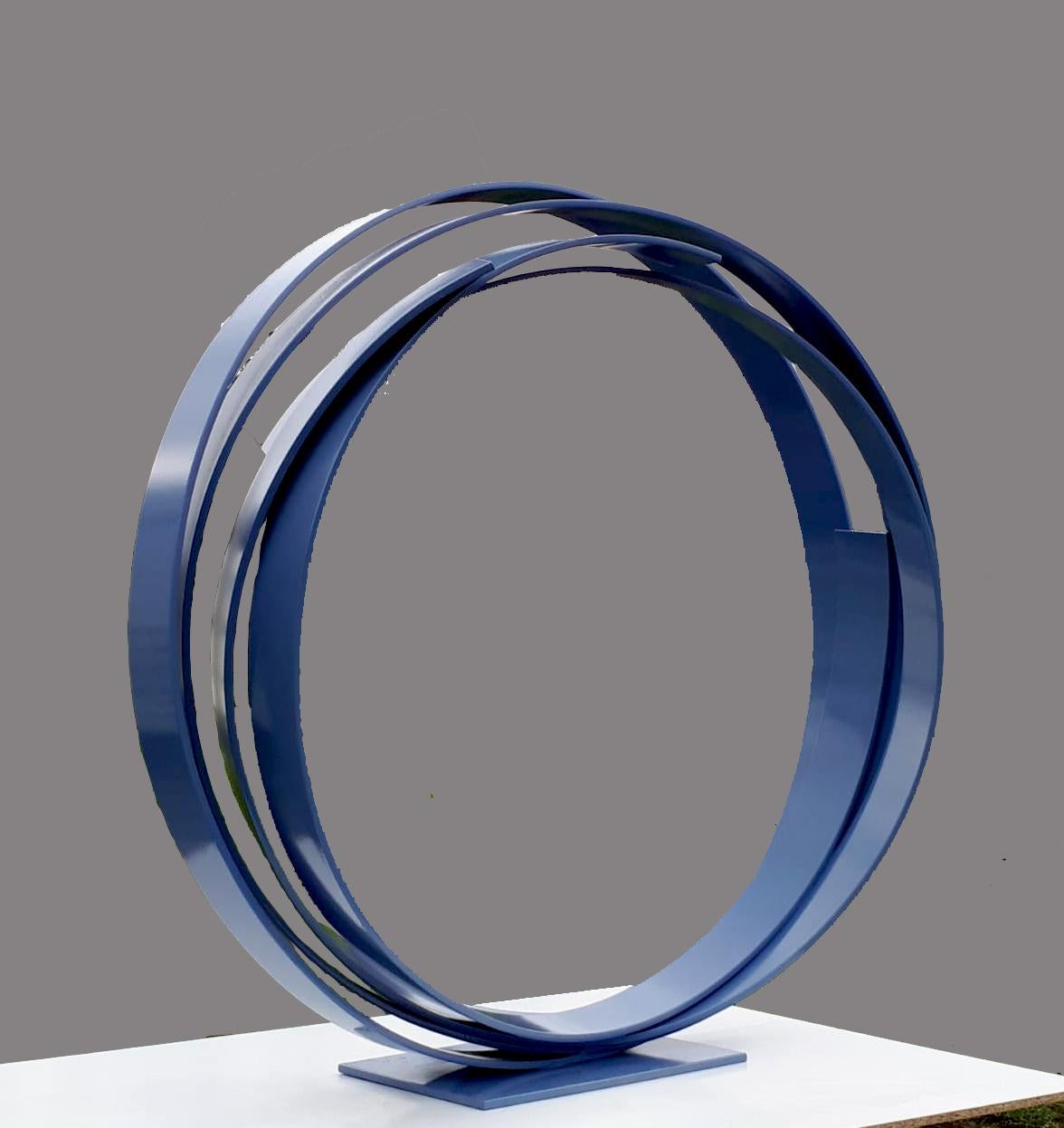 Blue sphere by Kuno Vollet - Large Contemporary Round Orbit sculpture 