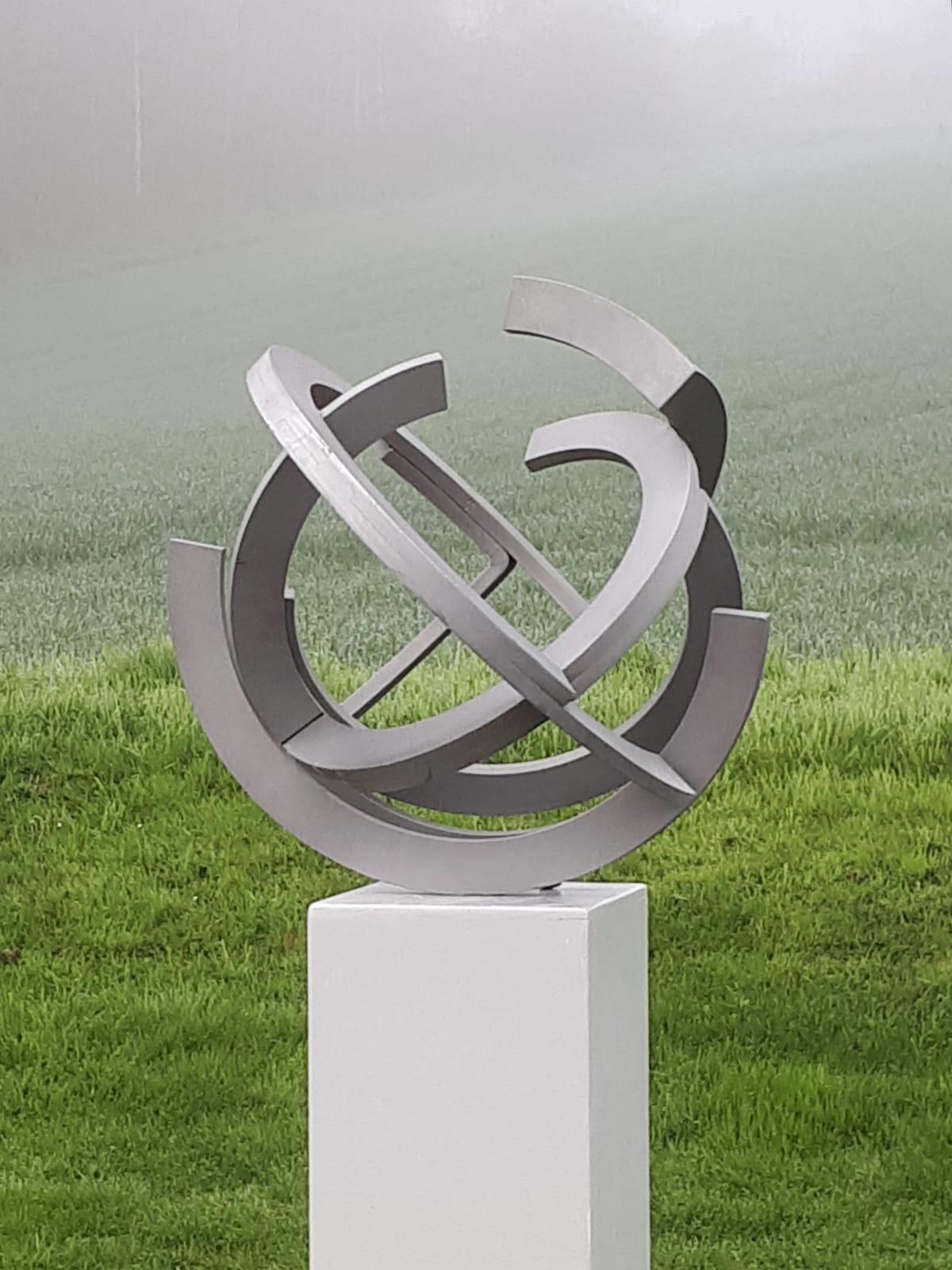 Brushed by Kuno Vollet - Contemporary Circular Stainless Steel sculpture  For Sale 1