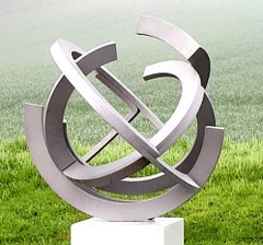 Brushed by Kuno Vollet - Contemporary Circular Stainless Steel sculpture