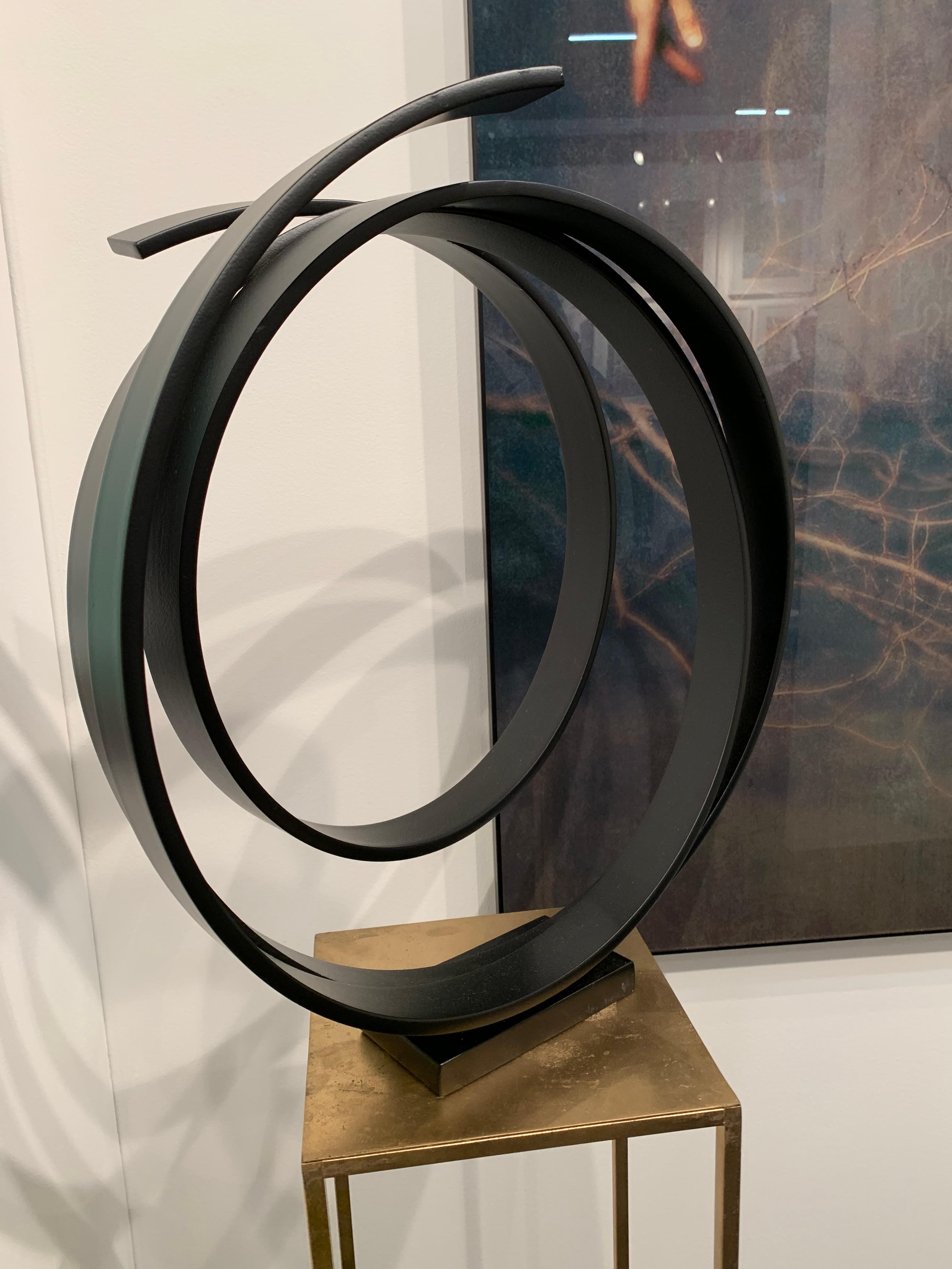 Dancing Orb by Kuno Vollet - Contemporary black circular sculpture 1