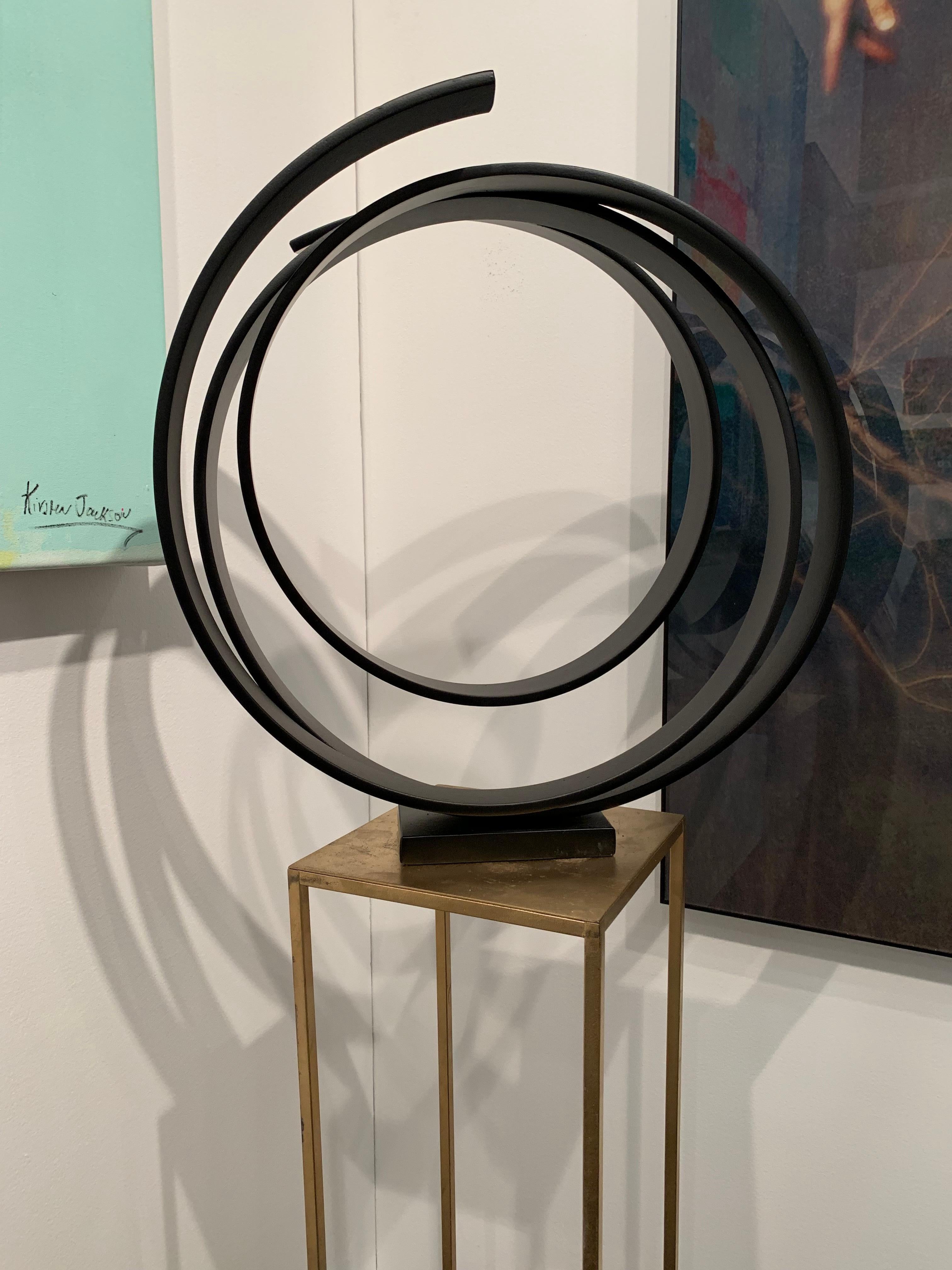 Dancing Orb by Kuno Vollet - Contemporary black circular sculpture 2