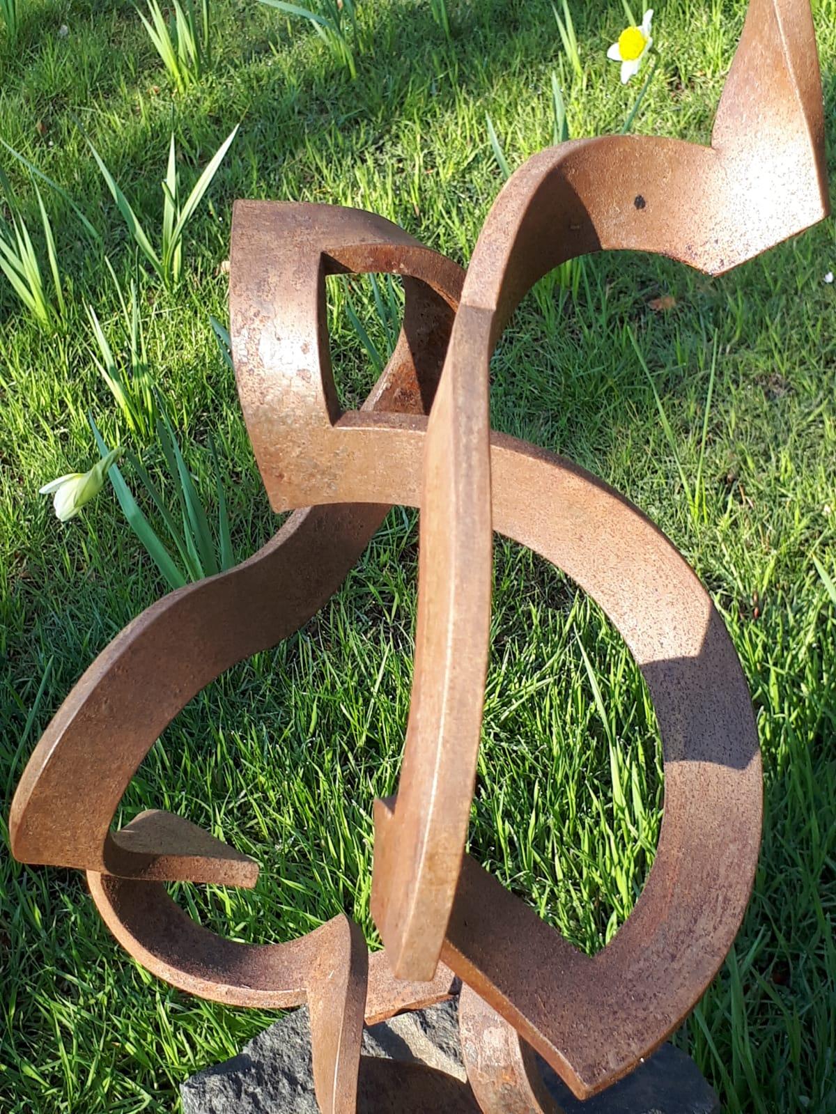 Dancing Spiral by Kuno Vollet - Contemporary Rusted Steel sculpture for Outdoors 3