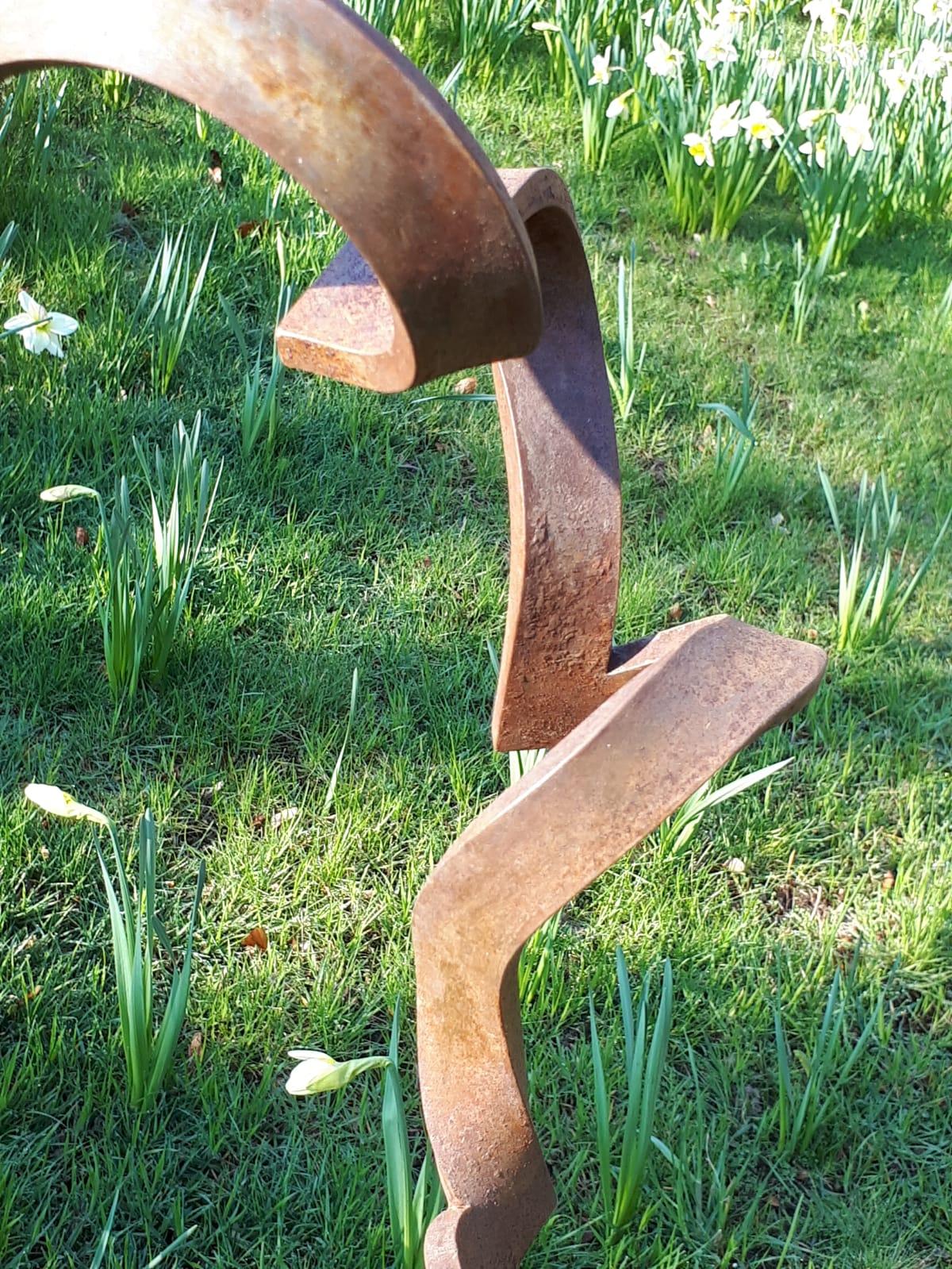 Dancing Spiral by Kuno Vollet - Contemporary Rusted Steel sculpture for Outdoors 6