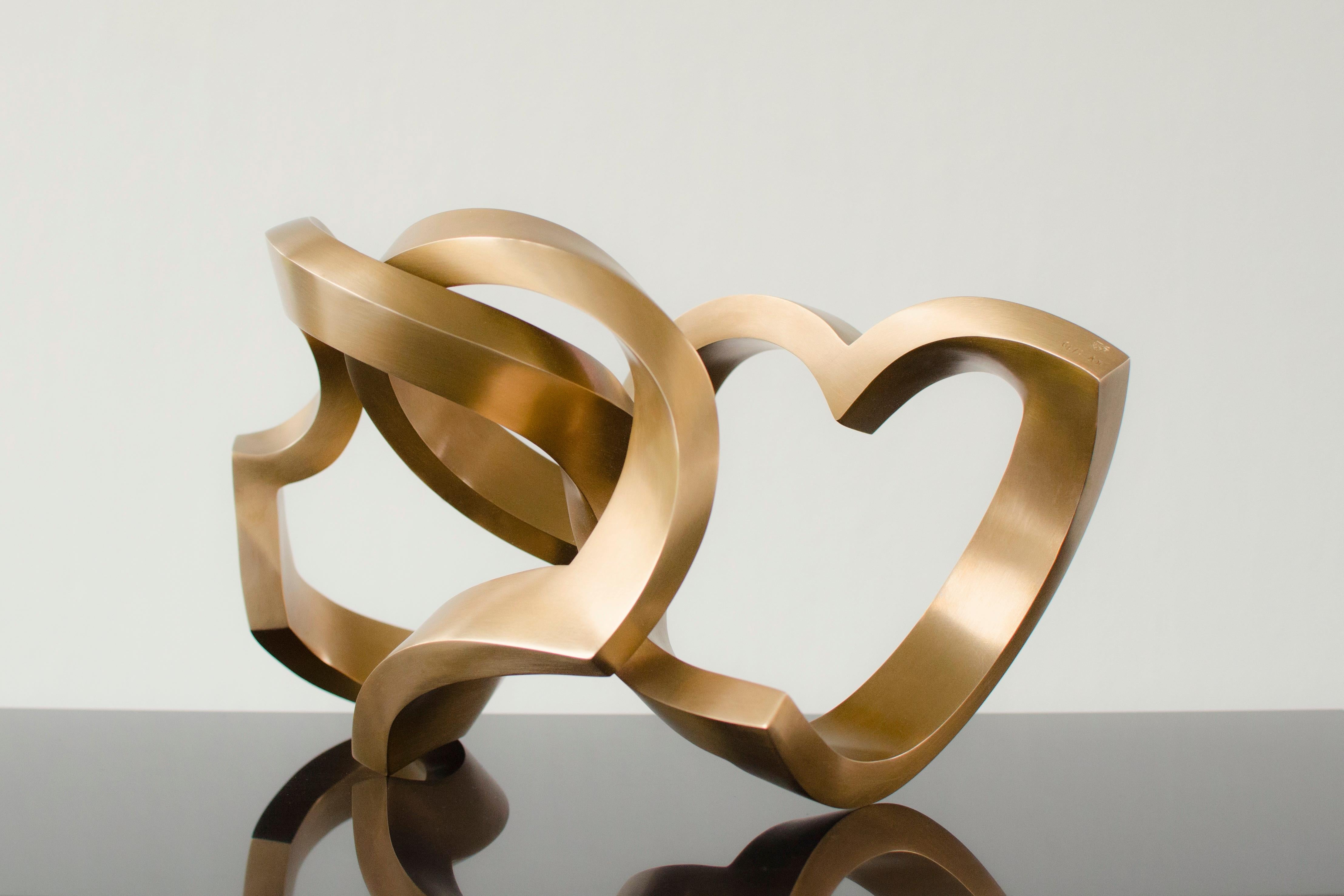 Infinitum by Kuno Vollet -Contemporary Abstract Gold Bronze sculpture For Sale 1