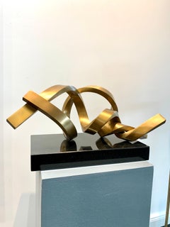Infinitum Polished Bronze Sculpture with Gold Patina, 45cm