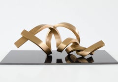 Infinitum Polished Bronze Sculpture with Gold Patina, 45cm