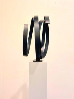 Large Black Orbit by Kuno Vollet - Large Contemporary Round Orbit sculpture