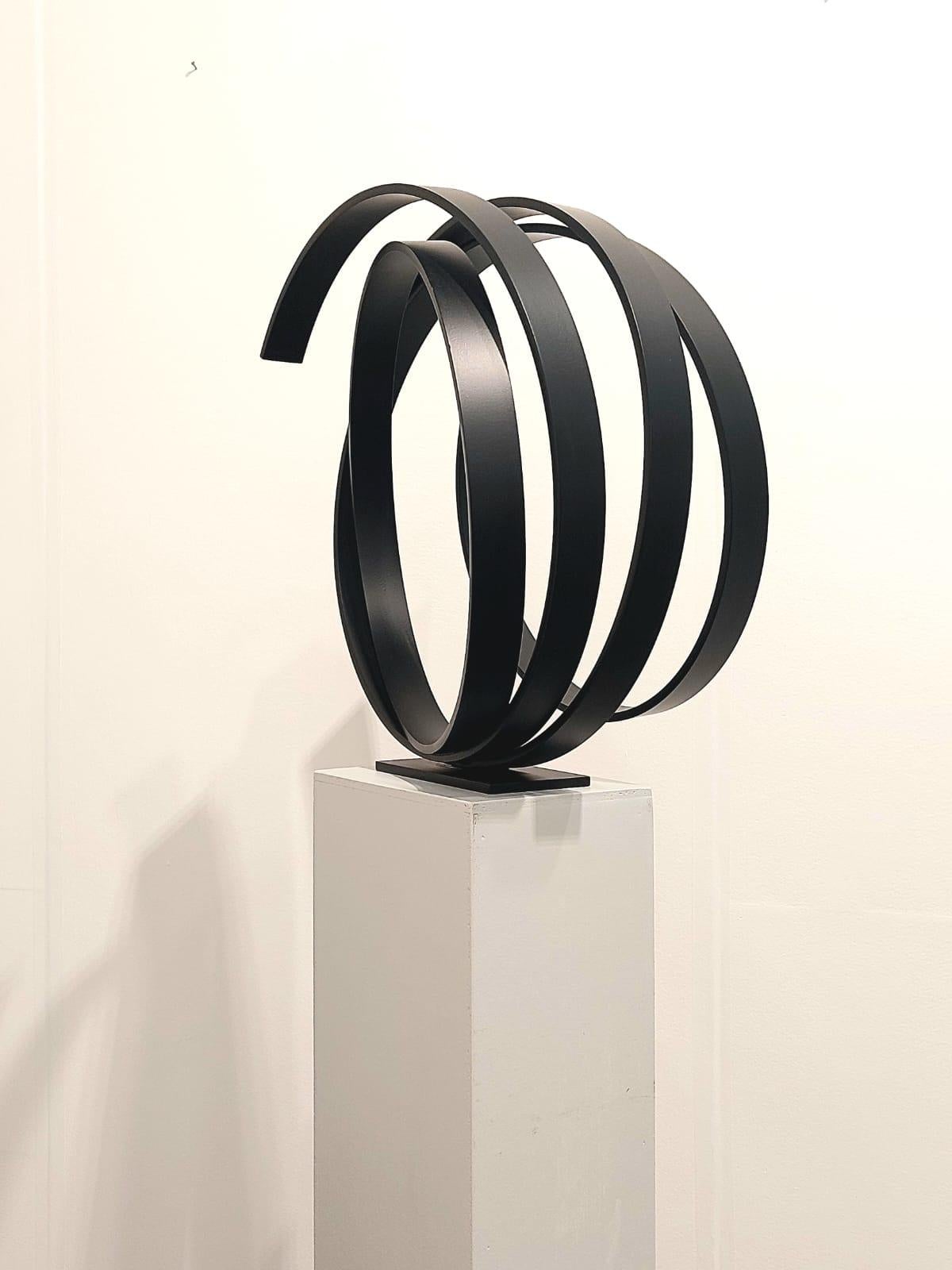Large Black Orbit by Kuno Vollet - Large Contemporary Round Orbit sculpture  For Sale 4