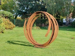 Used Large Orbit by Kuno Vollet - Contemporary Rusted Steel sculpture for Outdoors