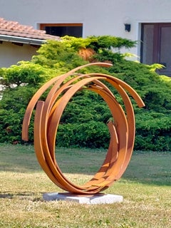 Large Steel Orbit by Kuno Vollet - Contemporary Rusted sculpture for Outdoors