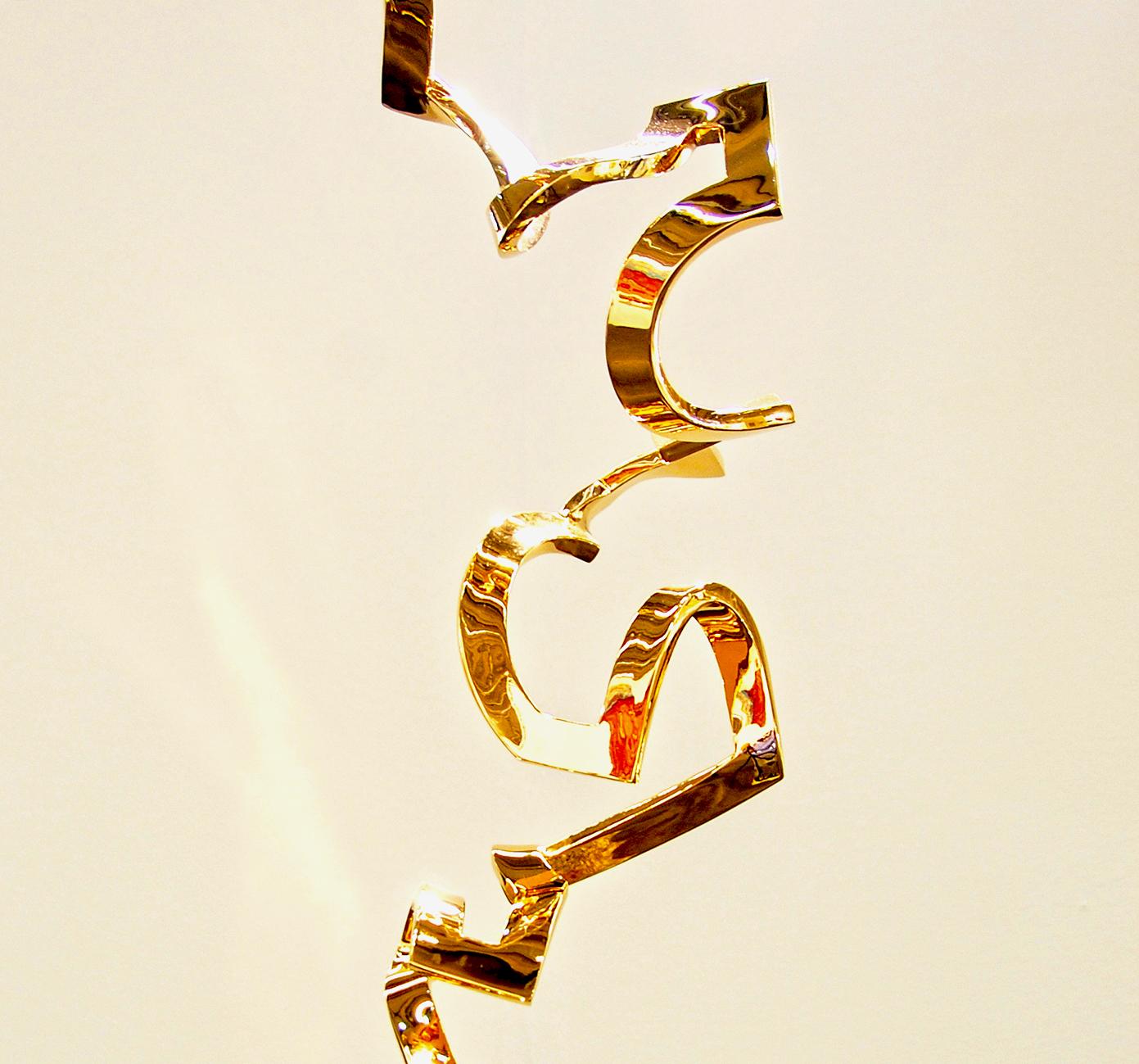 Light as Air by Kuno Vollet - Gold polished Bronze Sculpture on Granite Base For Sale 2