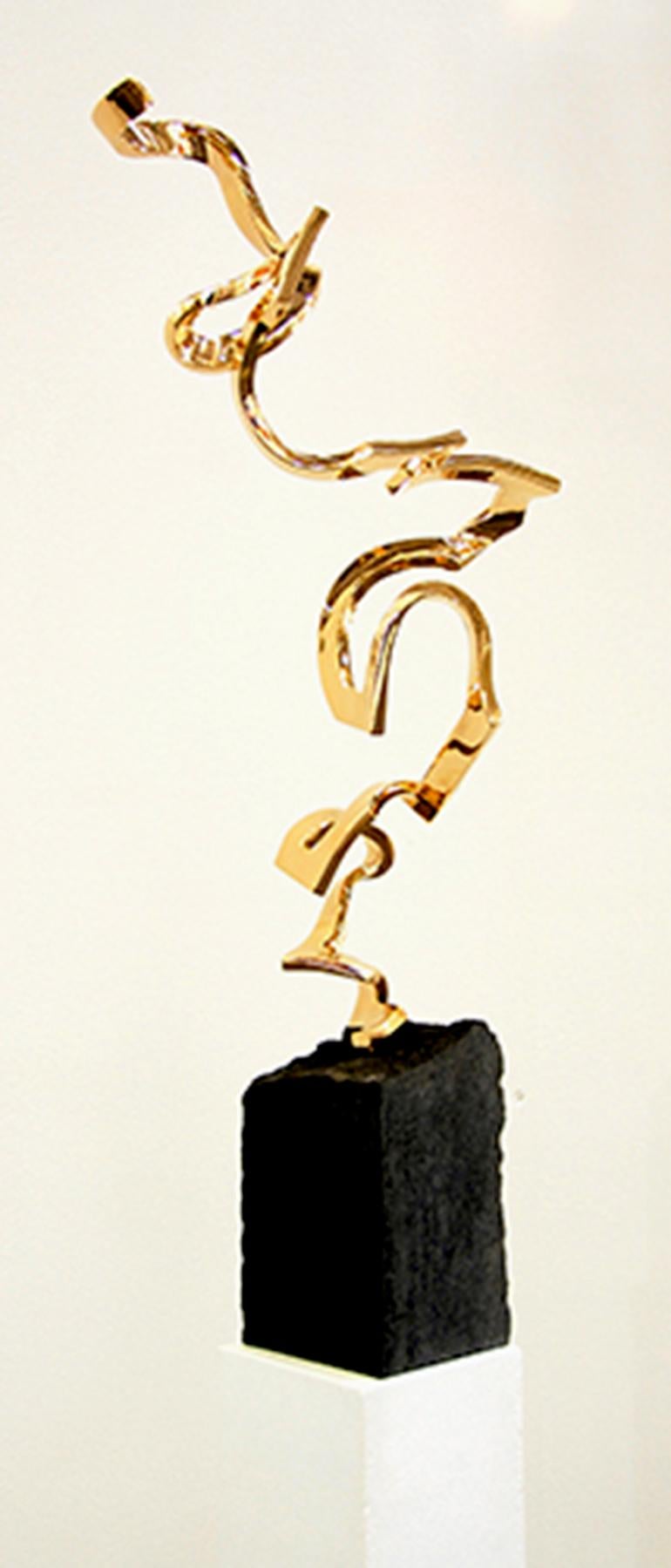 Light as Air by Kuno Vollet - Gold polished Bronze Sculpture on Granite Base For Sale 6