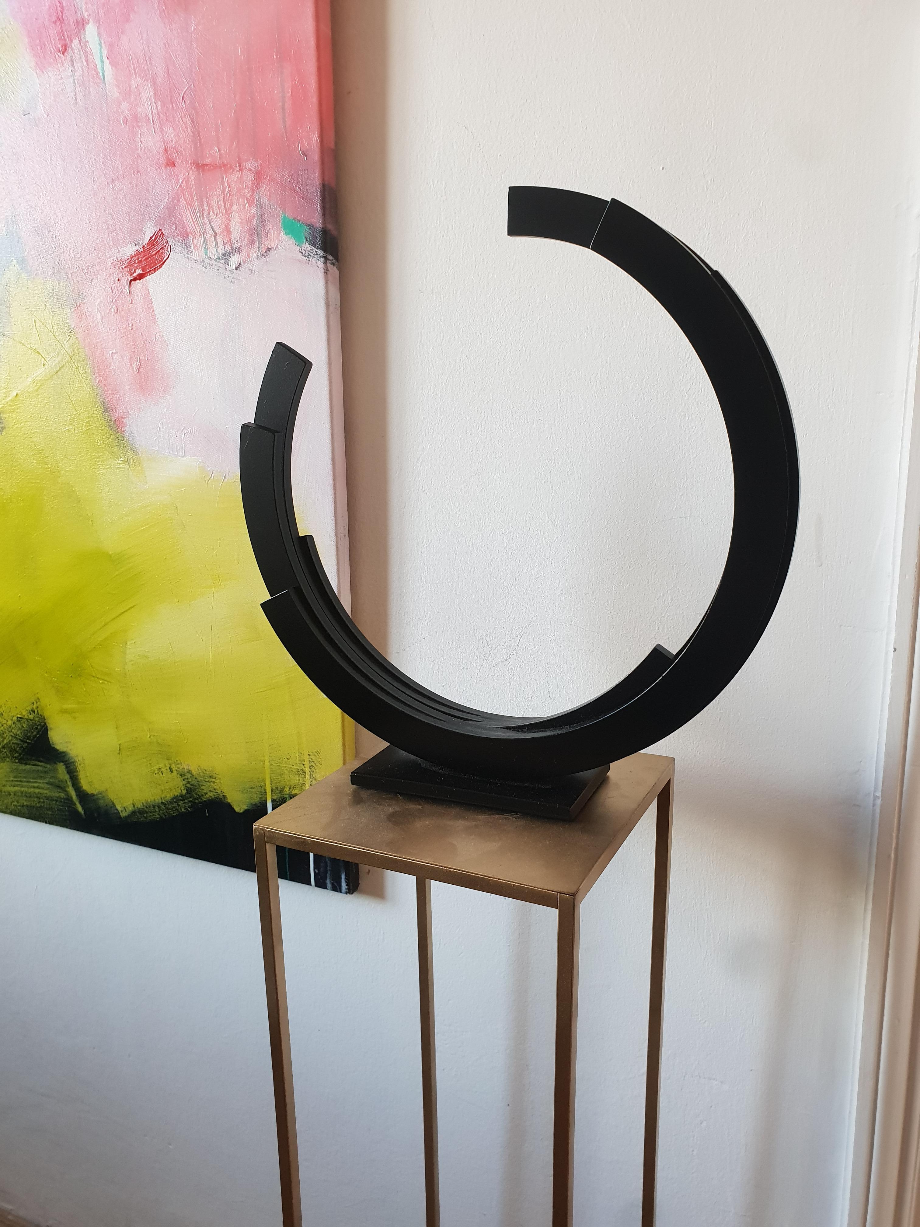 Perpetuity Black Steel Half Circle Contemporary Minimal sculpture by Kuno Vollet 14