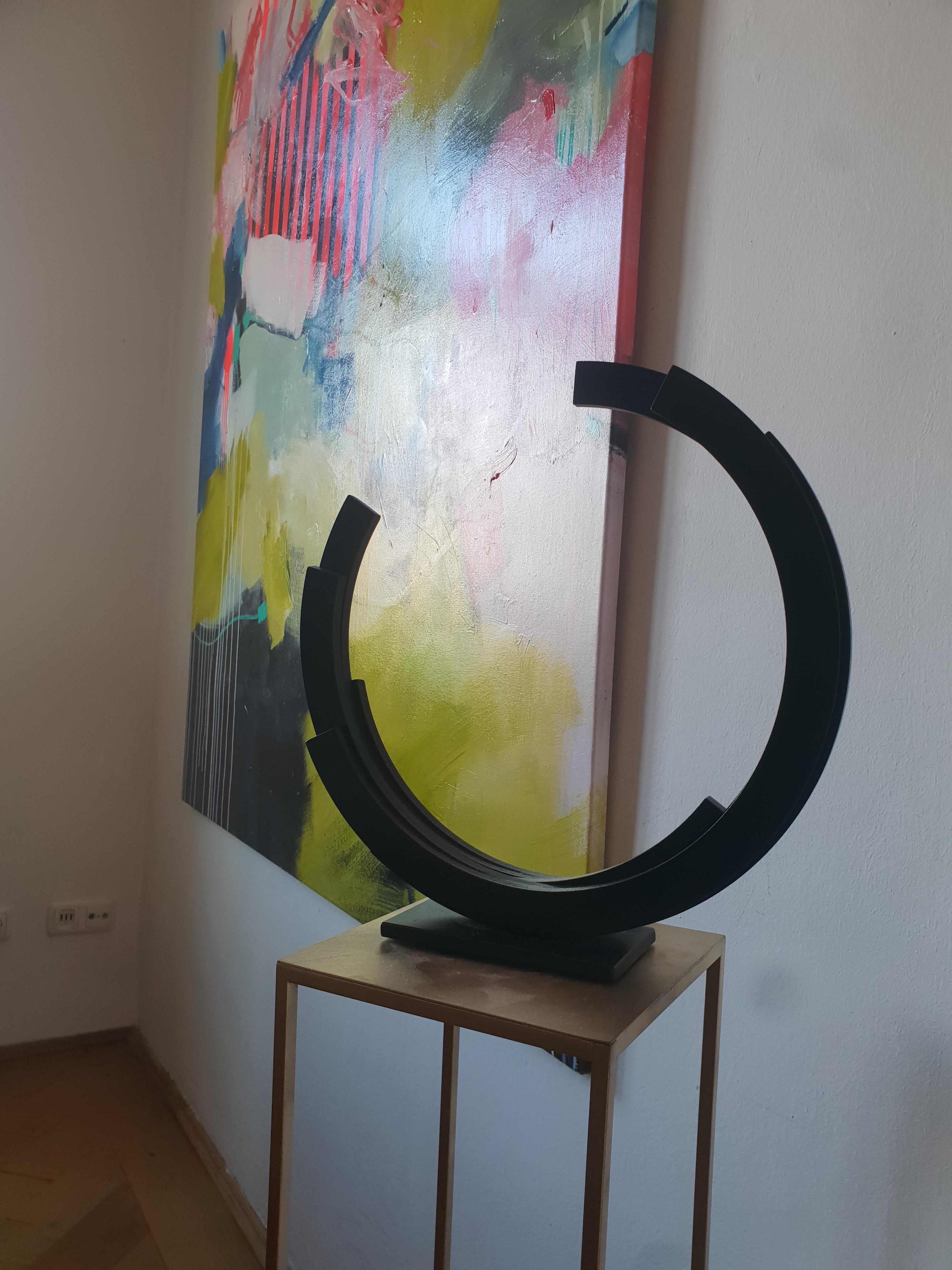 Perpetuity Black Steel Half Circle Contemporary Minimal sculpture by Kuno Vollet 15