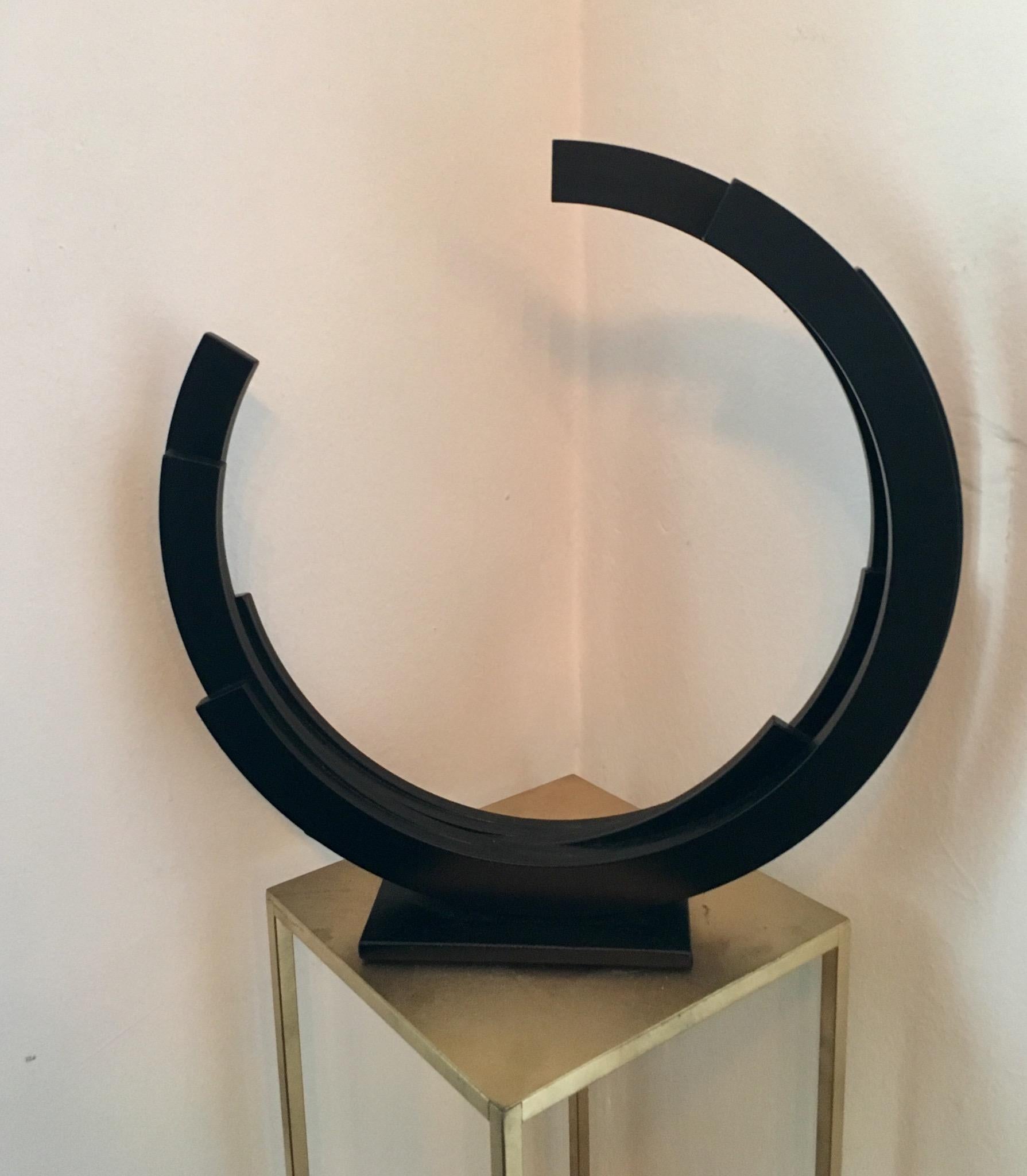 Perpetuity Black Steel Half Circle Contemporary Minimal sculpture by Kuno Vollet 5