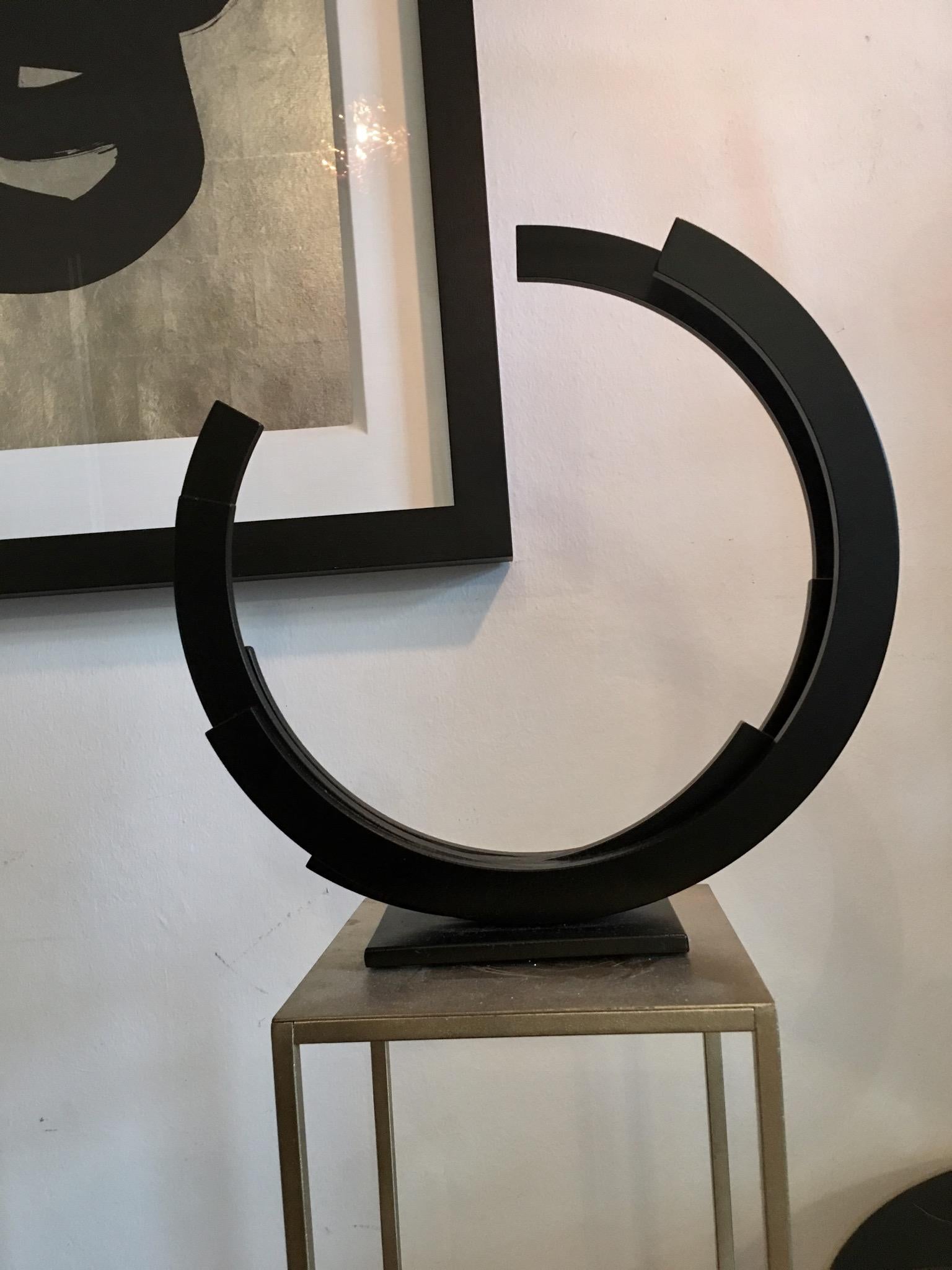 Perpetuity Black Steel Half Circle Contemporary Minimal sculpture by Kuno Vollet 8