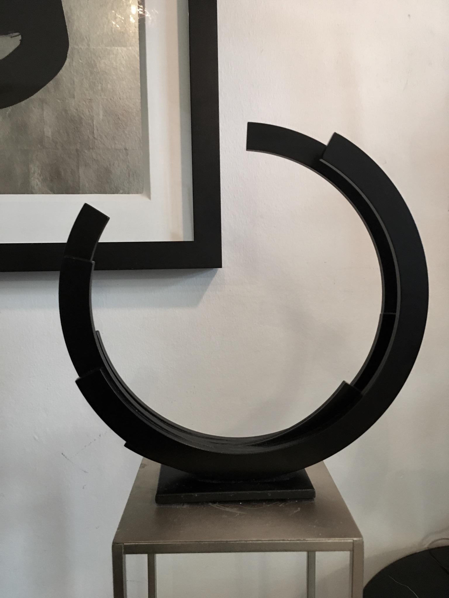 Perpetuity Black Steel Half Circle Contemporary Minimal sculpture by Kuno Vollet 9