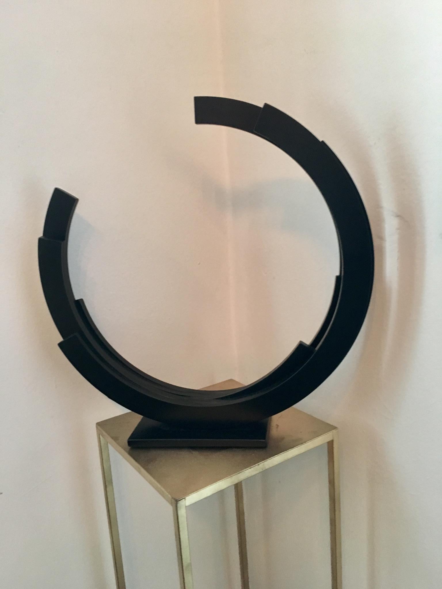 Perpetuity Black Steel Half Circle Contemporary Minimal sculpture by Kuno Vollet 4