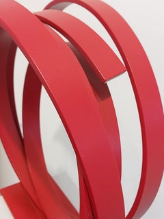 Red Orbit by Kuno Vollet - Large Contemporary Round Orbit sculpture