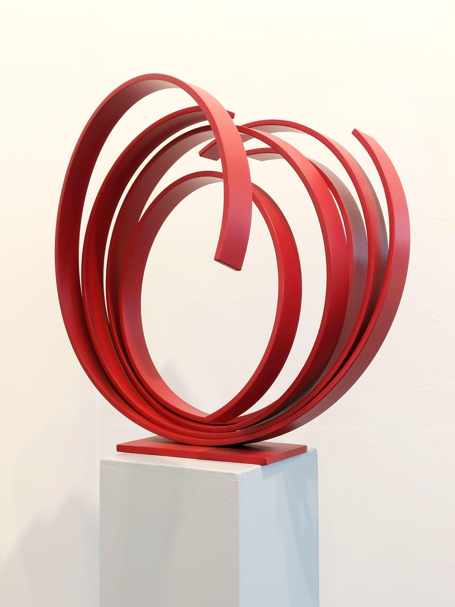 Red Orbit by Kuno Vollet - Large Contemporary Round Orbit sculpture  For Sale 4