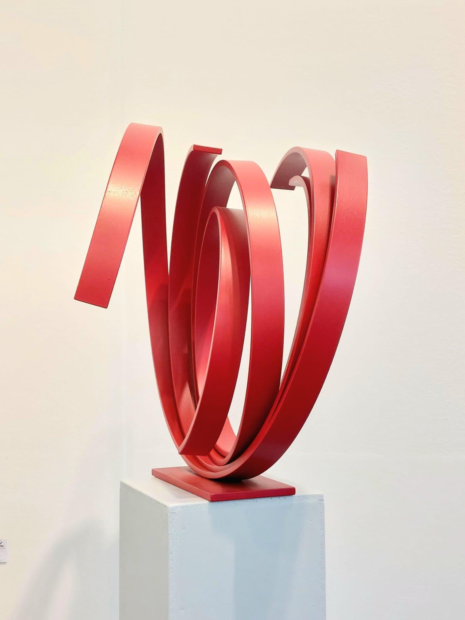 Órbita roja de Kuno Vollet - Escultura orbital redonda contemporánea grande en venta 5