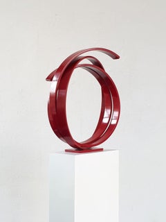 Red Sphere by Kuno Vollet - Contemporary Abstract Circular Red Steel sculpture