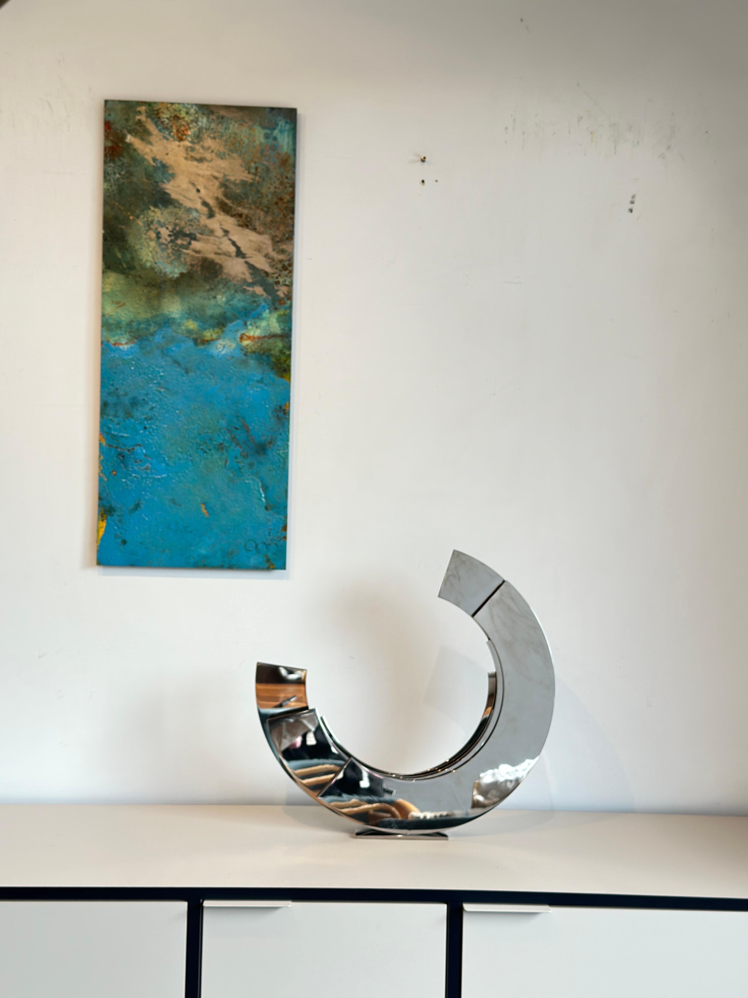 Silver Orbit di Kuno Vollet - Scultura contemporanea in ottone con base in argento in vendita 11