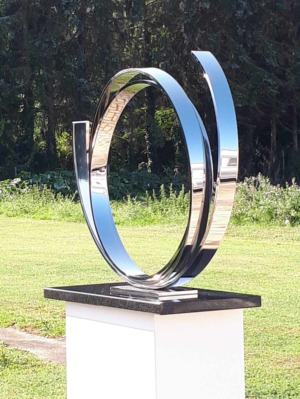 Silver Orbit by Kuno Vollet - Contemporary Sculpture for indoor or outdoor 4