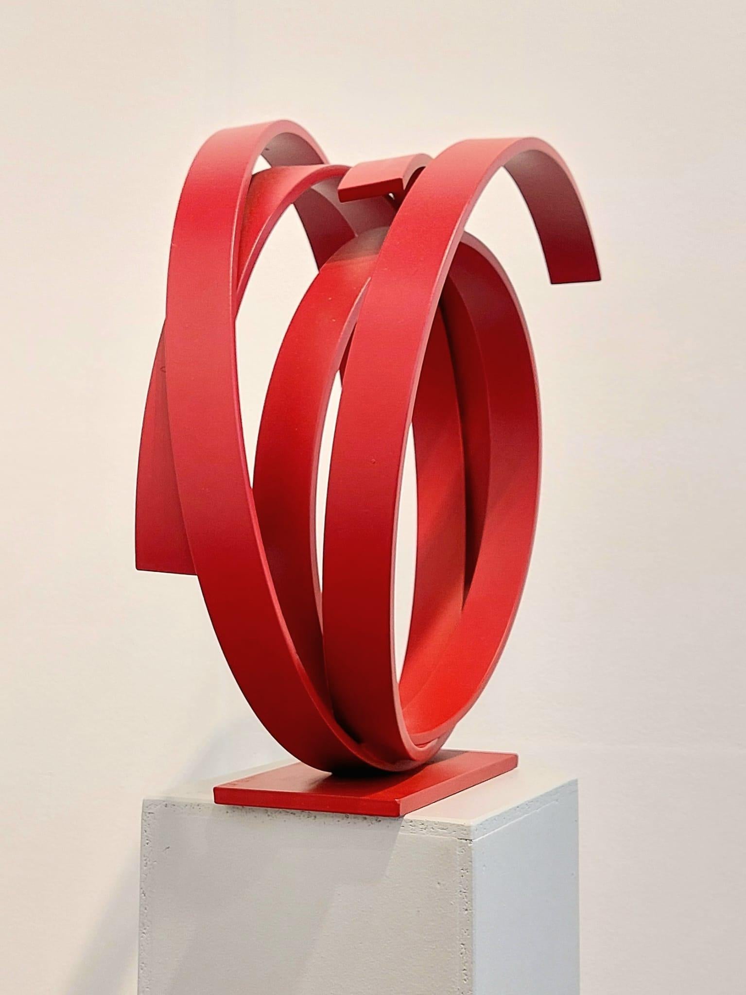 Small Red Orbit by Kuno Vollet - Large Contemporary Round Orbit sculpture  For Sale 2