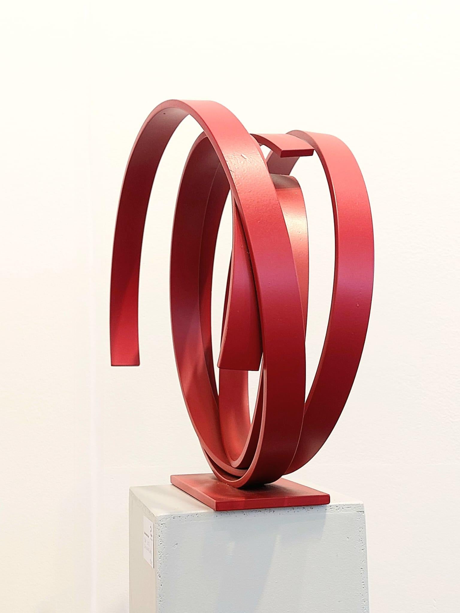 Small Red Orbit by Kuno Vollet - Large Contemporary Round Orbit sculpture  For Sale 4