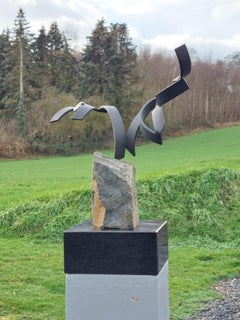 Sculpture contemporaine en acier Kuno Vollet SpiralBalancing pour l'intérieur/extérieur